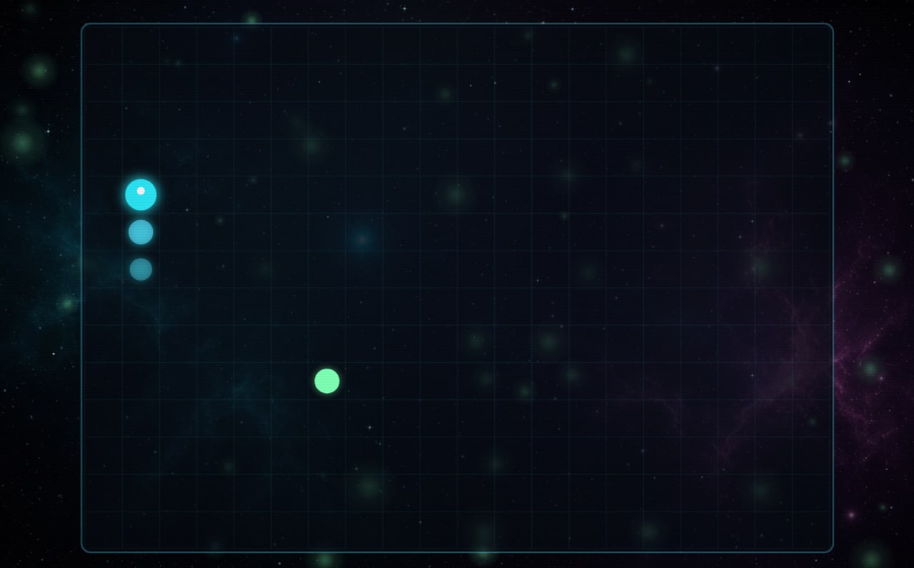 Glowing neon snake on a dark grid